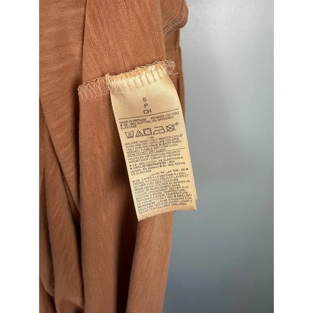 Old Navy Orange Slub Knit Tiered Swing Midi Dress Small Short Sleeve Stretch - Picture 5 of 6